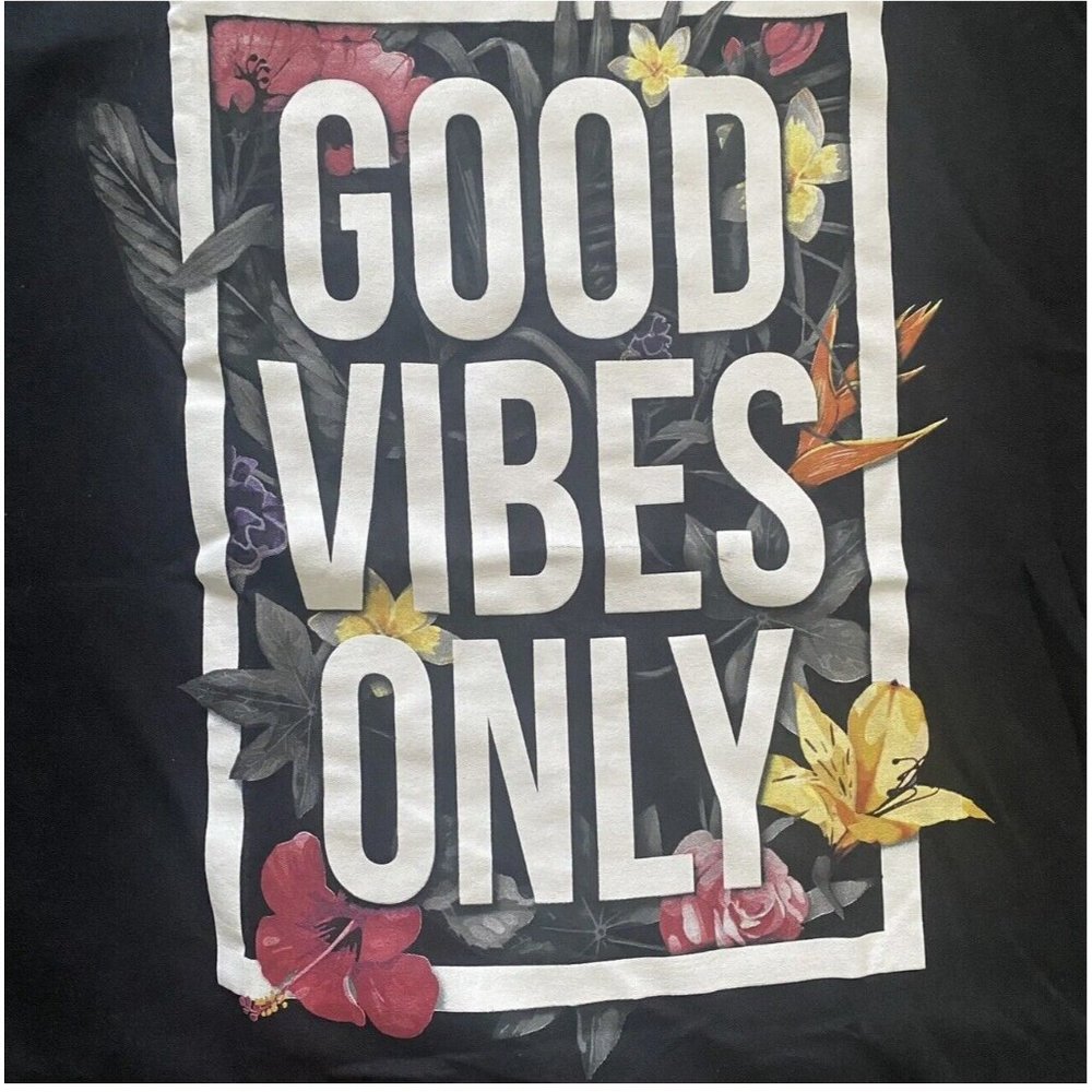 ODM Good Vibes Only Graphic Print Short Sleeve T-Shirt Size L NEW W/TAGS - Picture 2 of 4